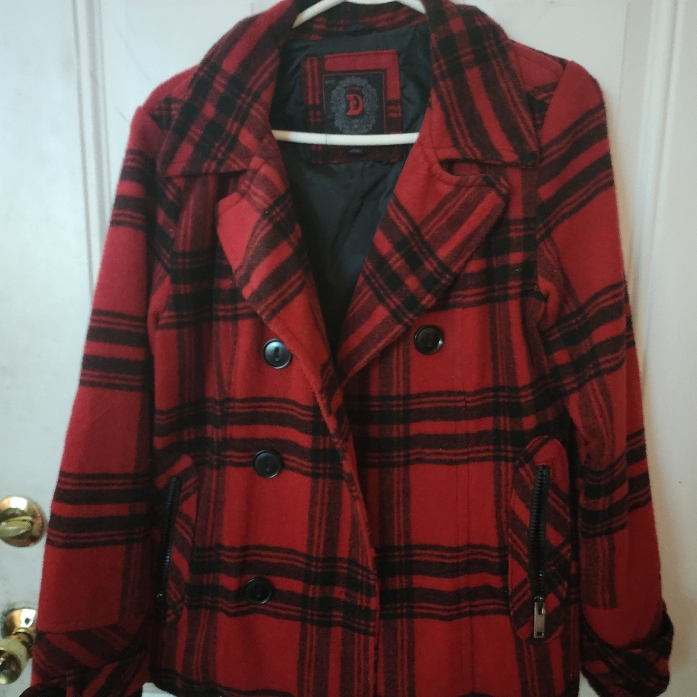 Red and black fancy coat